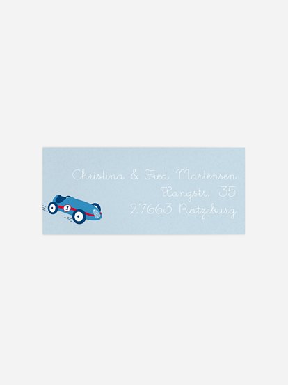 Absenderaufkleber Rennauto