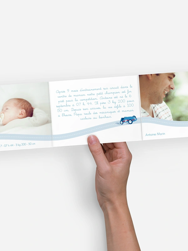 Faire-part naissance Voiture de course