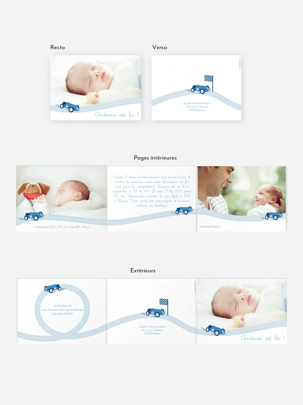 Faire-part naissance Voiture de course