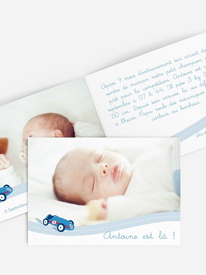 Faire-part naissance Voiture de course