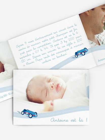 Faire-part naissance Voiture de course
