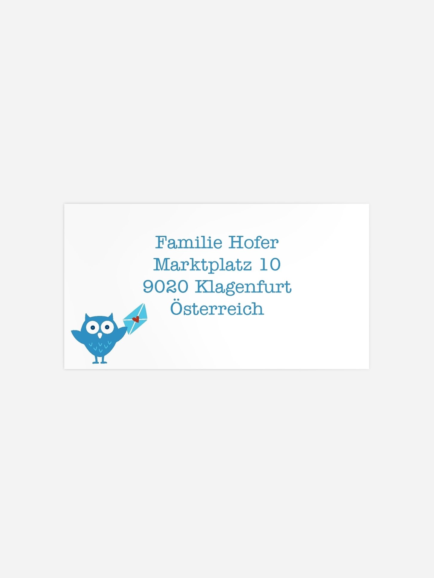 Empfängeraufkleber Geburt Eule