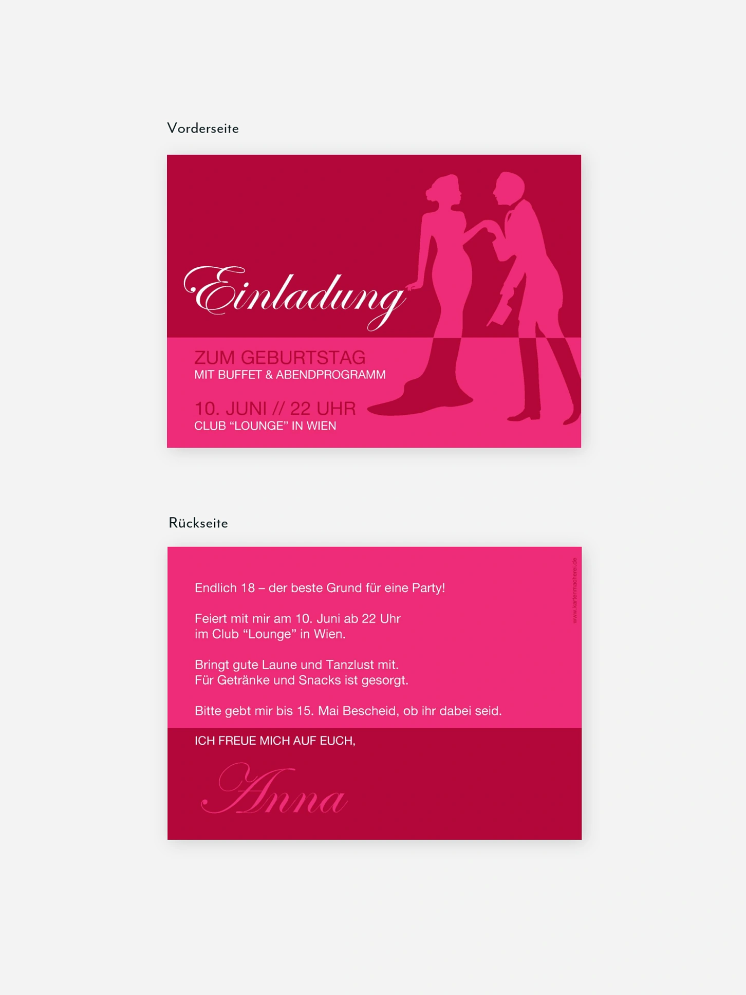 Einladung 18. Geburtstag Black Tie