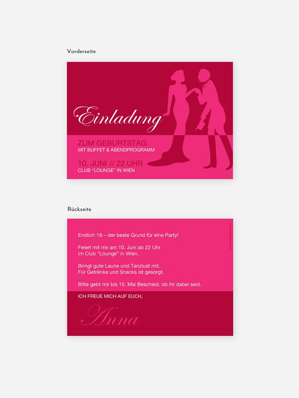 Einladung 18. Geburtstag Black Tie