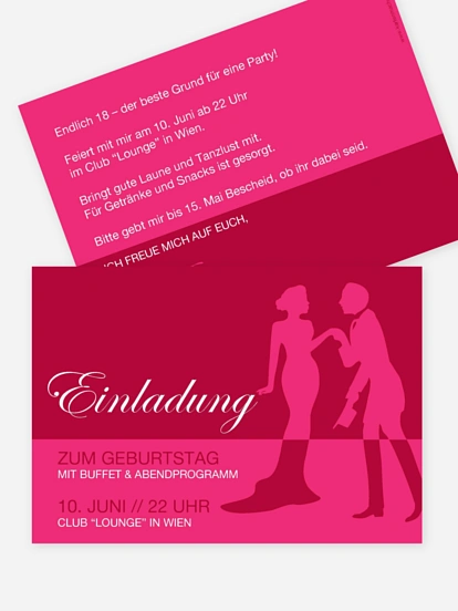 Einladung 18. Geburtstag Black Tie