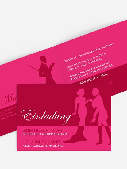 Einladung 18. Geburtstag Black Tie
