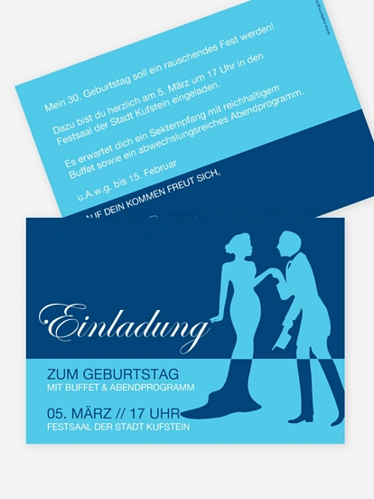 Einladung 30. Geburtstag Black Tie