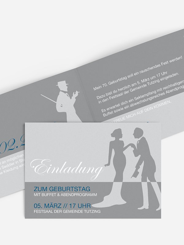 Einladung 70. Geburtstag Black Tie