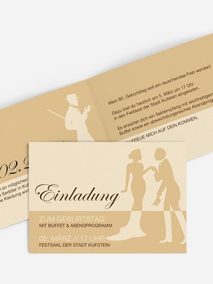 Einladung 80. Geburtstag Black Tie
