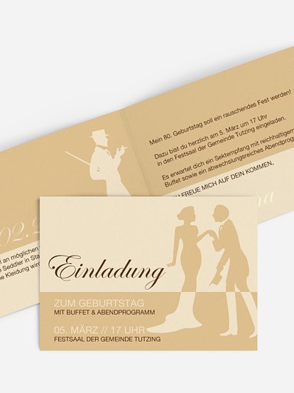 Einladung 80. Geburtstag Black Tie