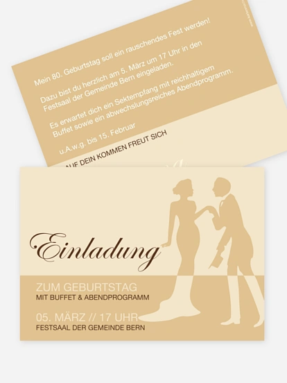 Einladung 80. Geburtstag Black Tie