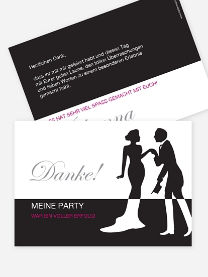 Dankeskarte Geburtstag Black Tie
