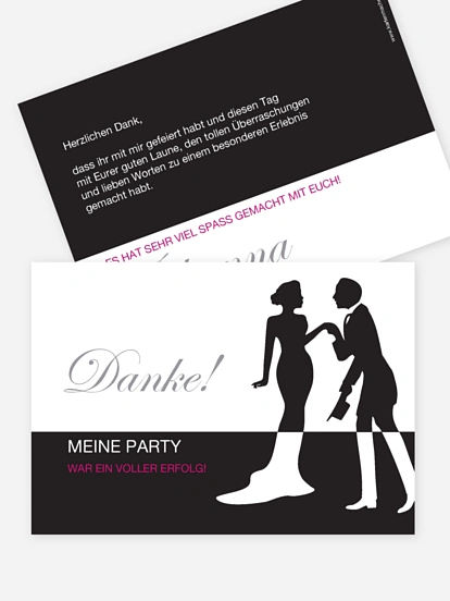 Dankeskarte Geburtstag Black Tie
