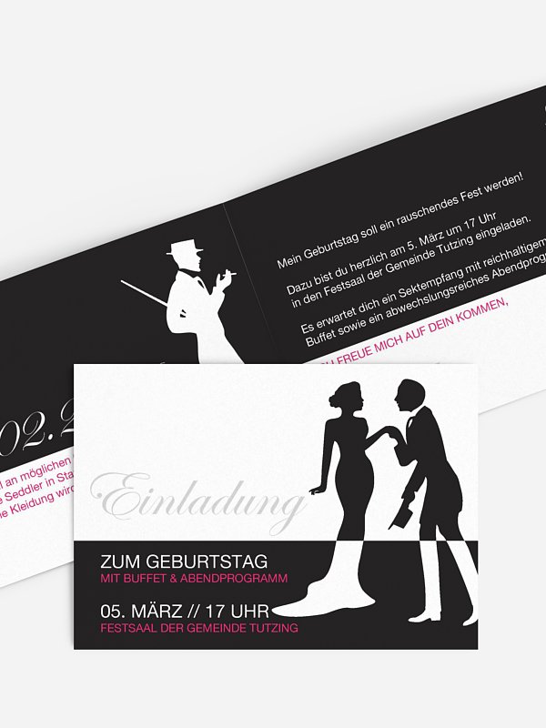 Geburtstagseinladung Black Tie