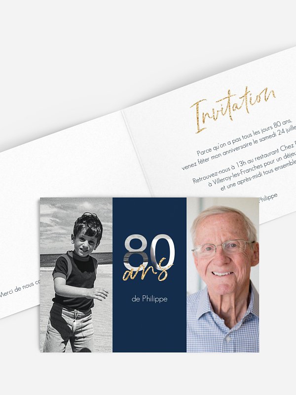 Invitation anniversaire 80 "Belles années"