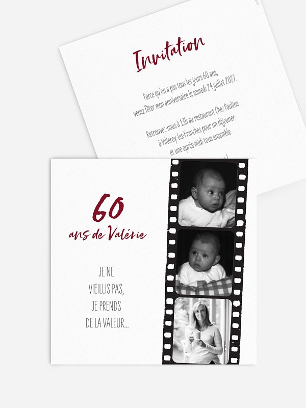 invitation anniversaire 60 Bande de film