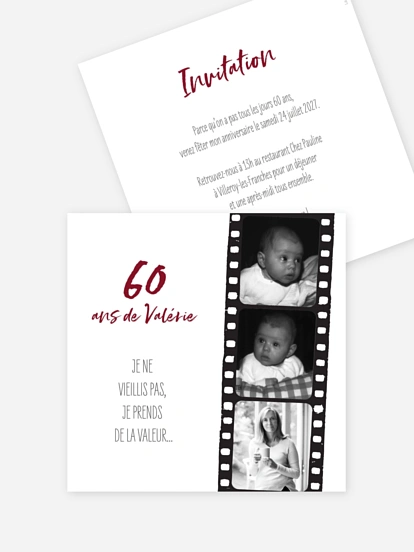Carte Invitation Anniversaire 60 Ans Large Choix De Modeles