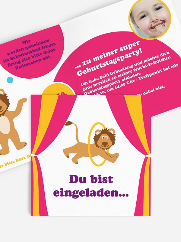 Kindergeburtstagseinladung Zirkuslöwe