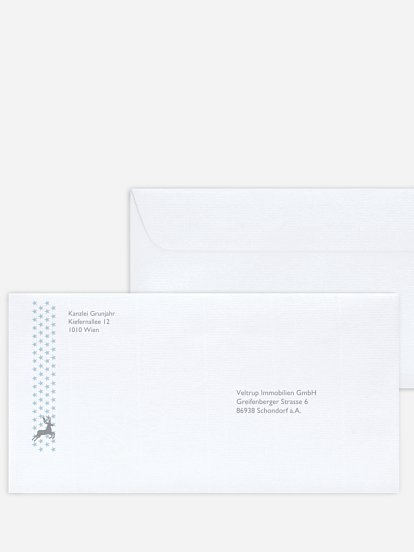 Bedruckte Umschläge geschäftl. Weihnachten Sternensprung