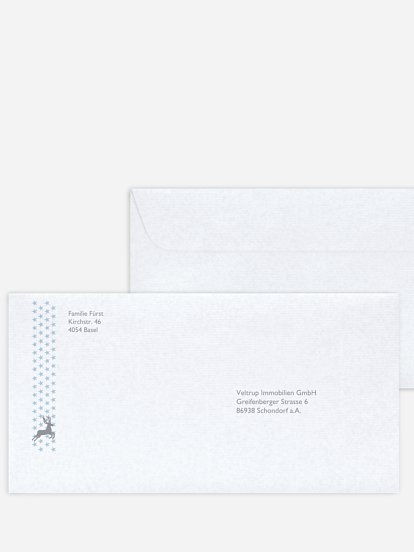 Bedruckte Umschläge geschäftl. Weihnachten Sternensprung