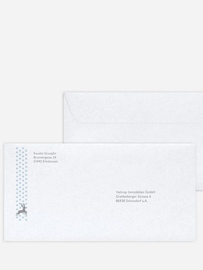 Bedruckte Umschläge geschäftl. Weihnachten Sternensprung