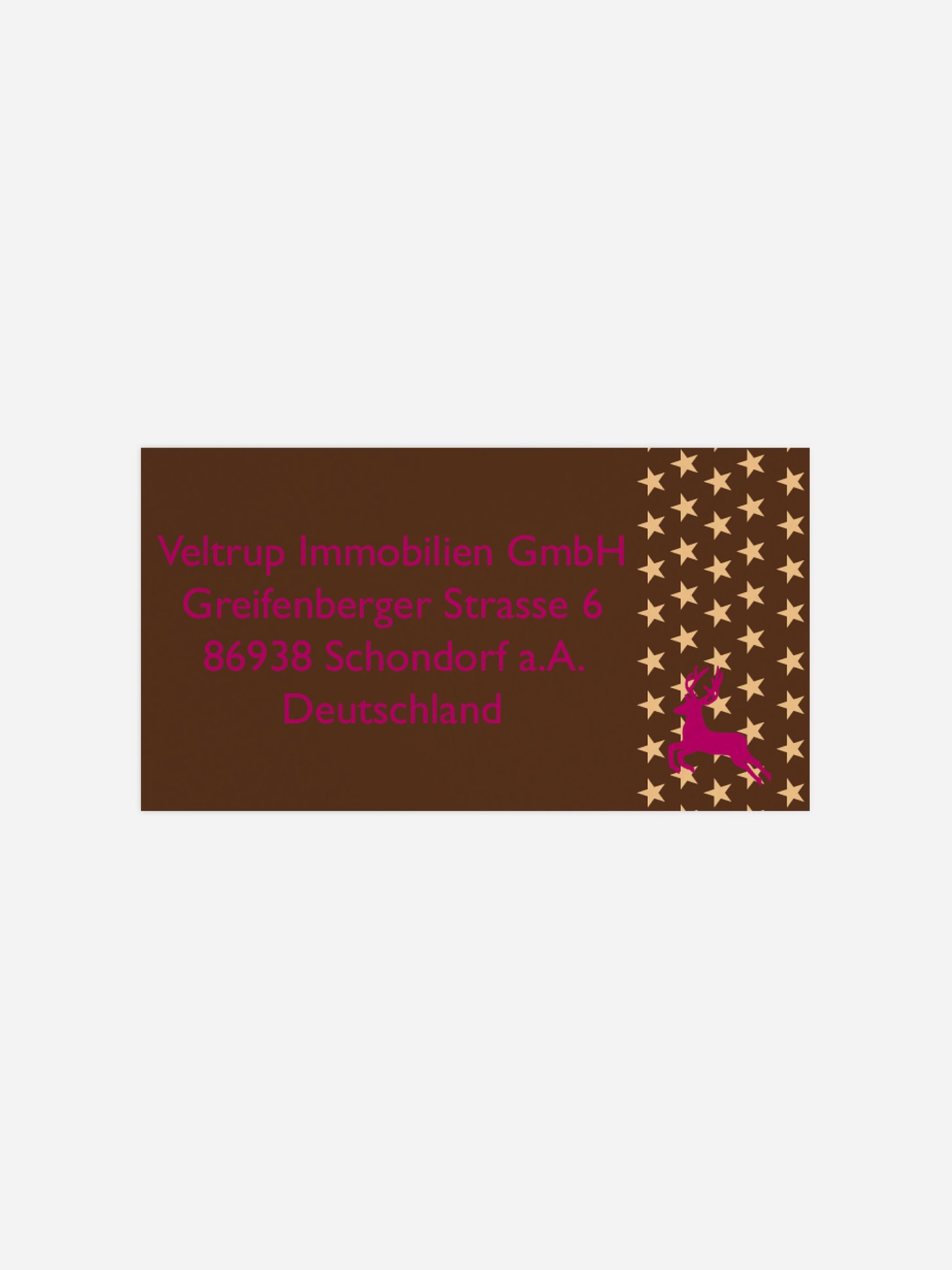 Empfängeraufkleber geschäftl. Weihnachten Sternensprung
