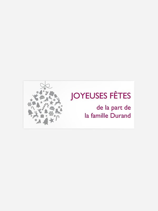 Étiquette cadeau Noël Boule festive