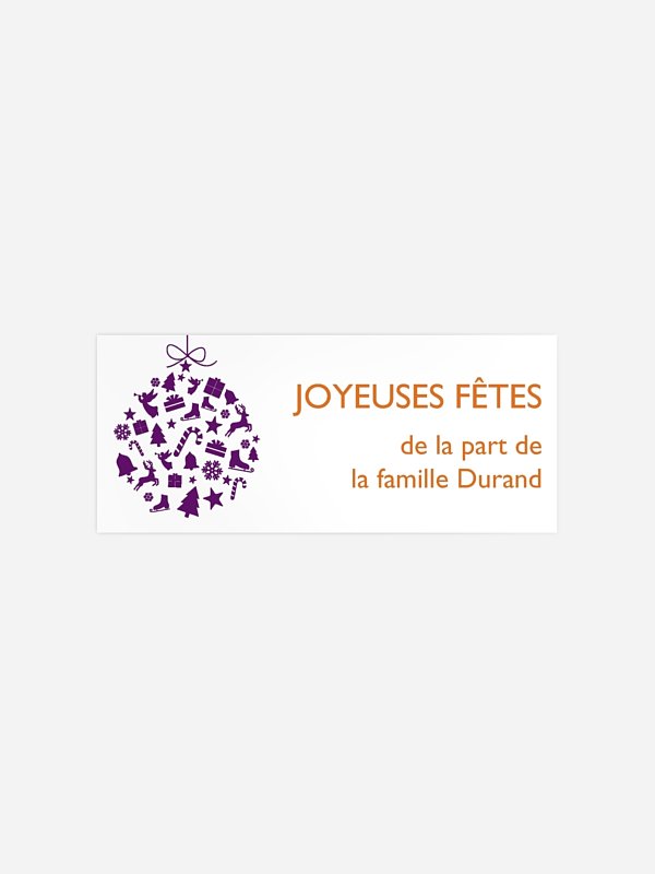 Étiquette cadeau Noël Boule festive