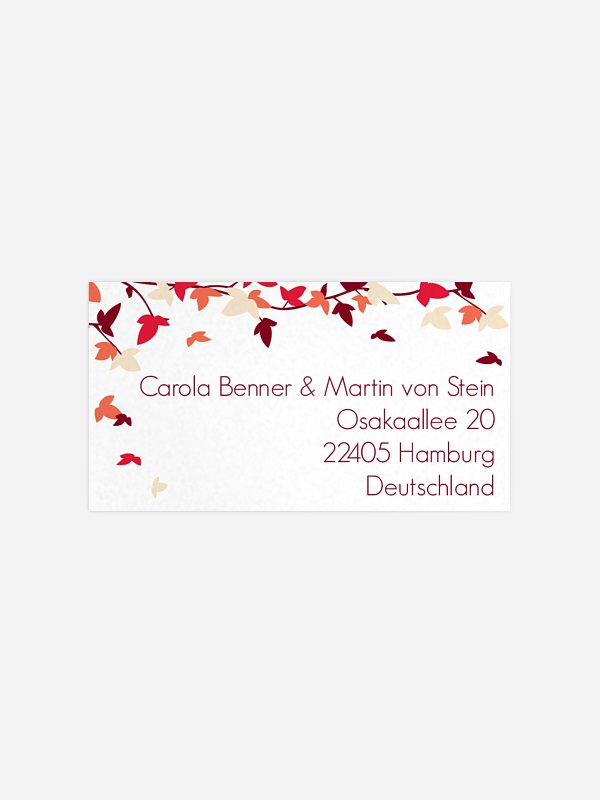 Empfängeraufkleber Hochzeit Blättertanz