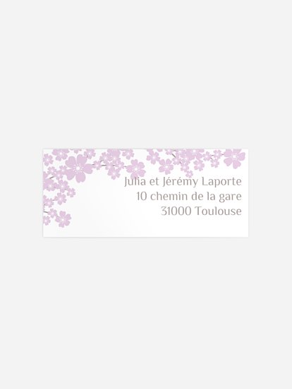 Étiquette expéditeur naissance Fleurs de cerisier