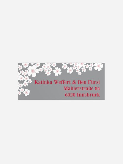 Absenderaufkleber Hochzeit Kirschblüten
