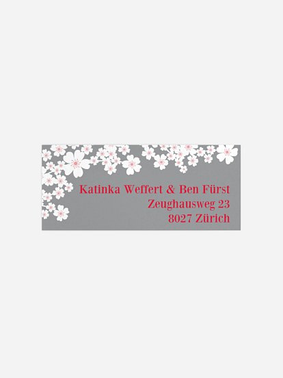 Absenderaufkleber Hochzeit Kirschblüten