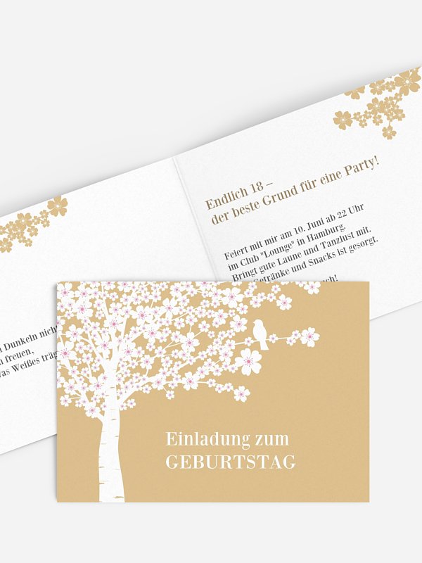 Einladung 18. Geburtstag Kirschblüten