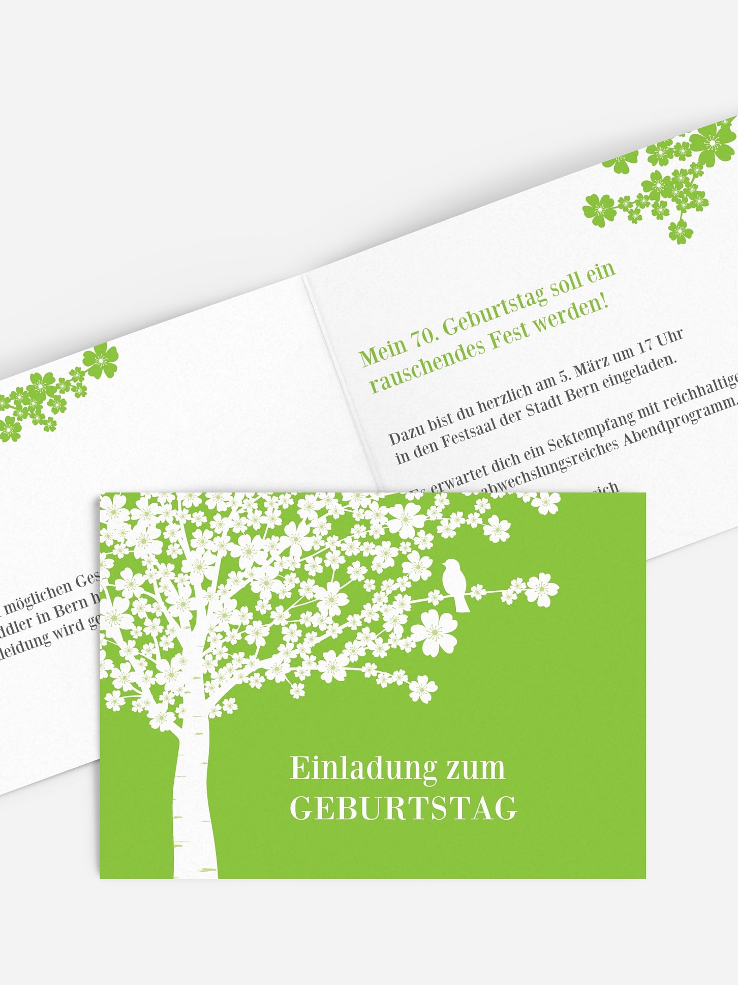 Einladung 70. Geburtstag Kirschblüten