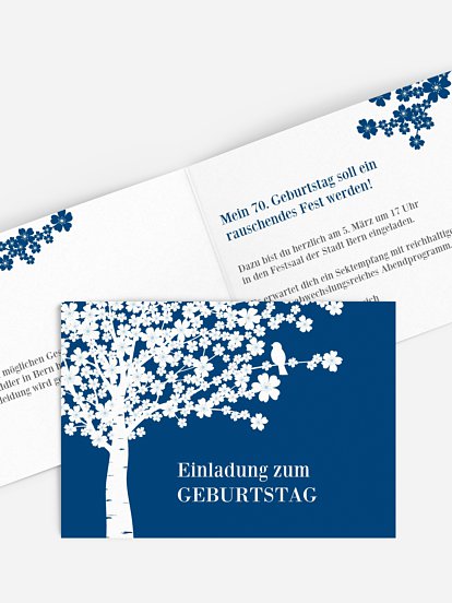 Einladung 70. Geburtstag Kirschblüten