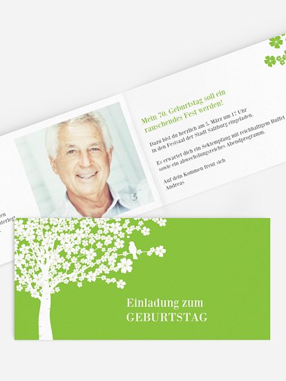 Einladung 70. Geburtstag Kirschblüten