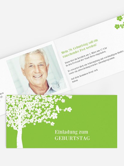 Einladung 70. Geburtstag Kirschblüten