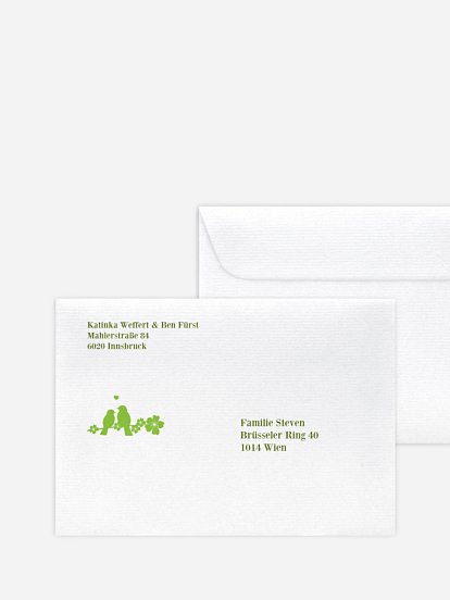 Bedruckter Briefumschlag Hochzeit Kirschblüten