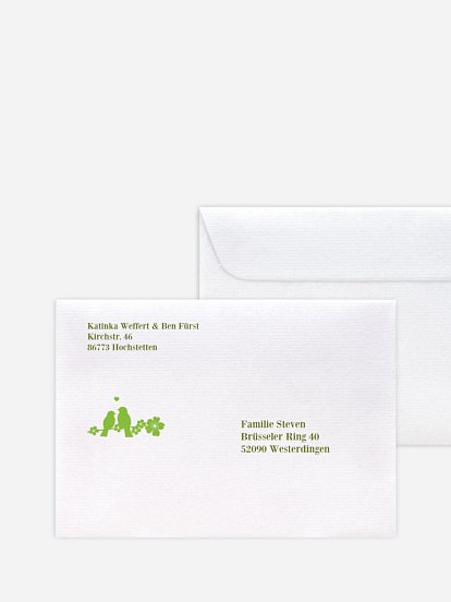 Bedruckter Briefumschlag Hochzeit Kirschblüten