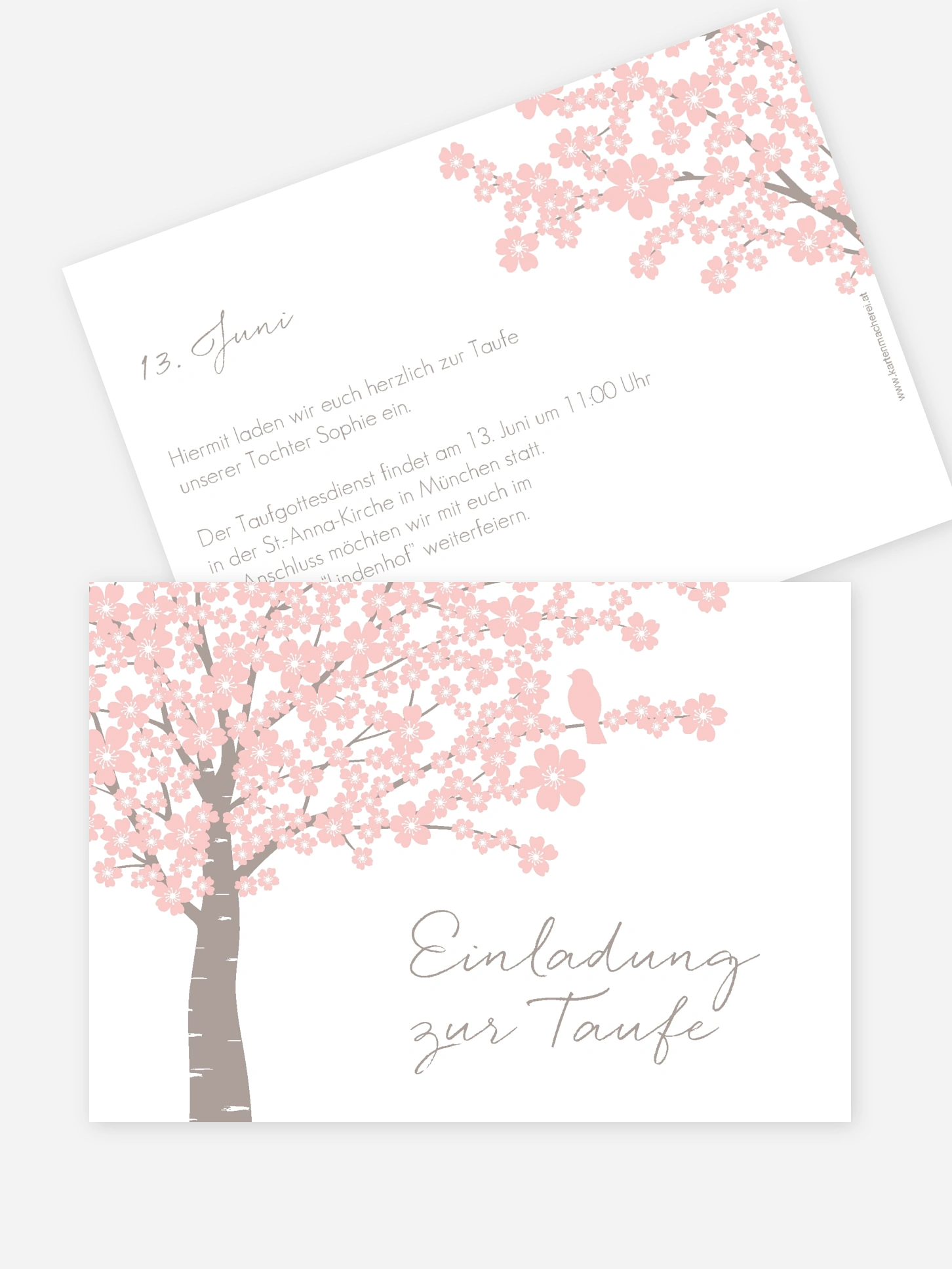 Taufeinladung Kirschblüten