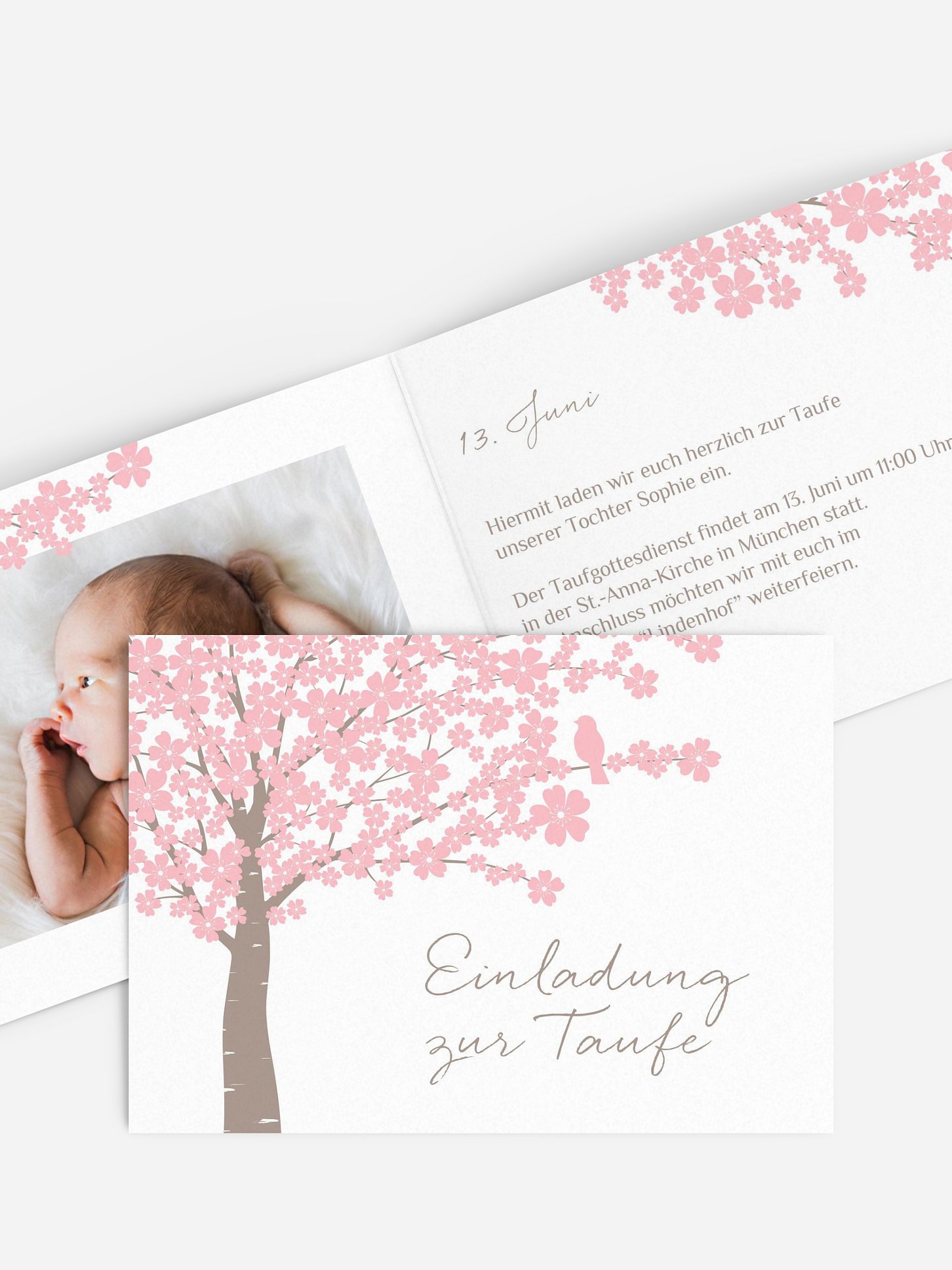 Taufeinladung Kirschblüten