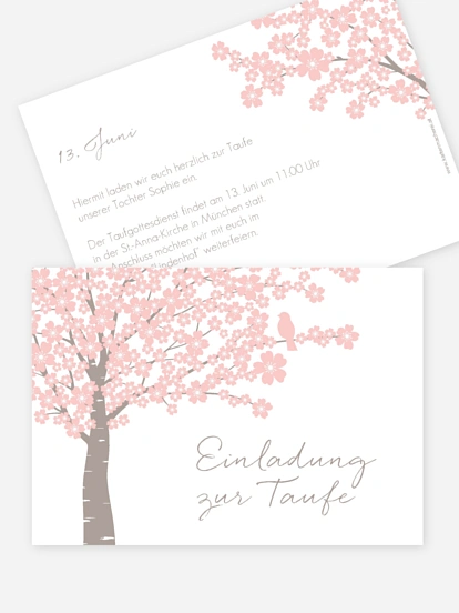 Taufeinladung Kirschblüten