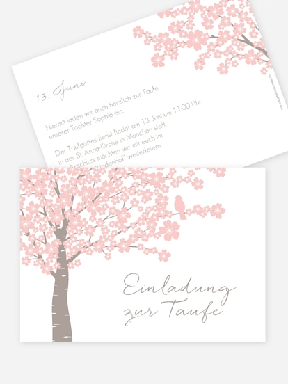 Taufeinladung Kirschblüten