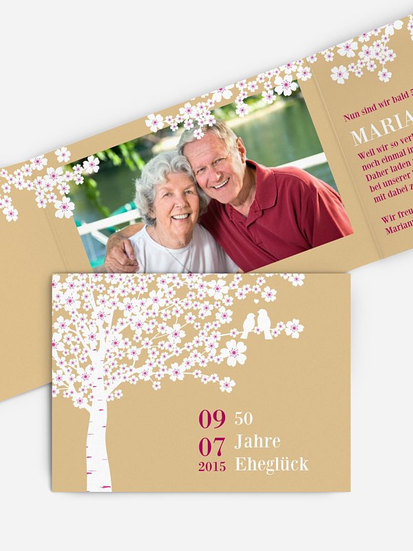 Einladung zur Goldenen Hochzeit Kirschblüten