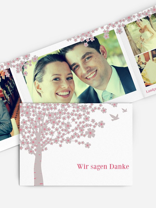 Dankeskarte Hochzeit Kirschblüten