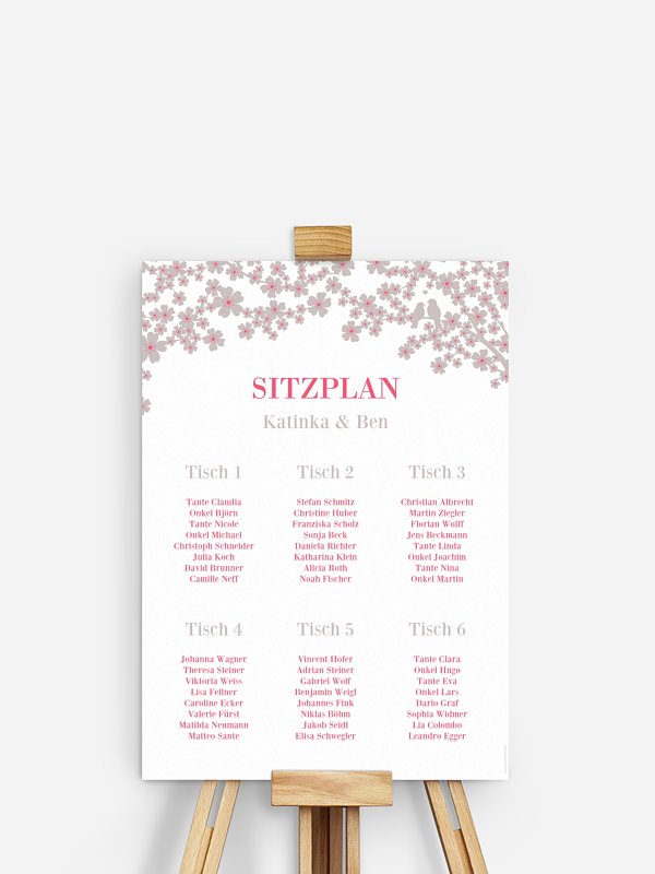 Sitzplan Plakat Kirschblüten