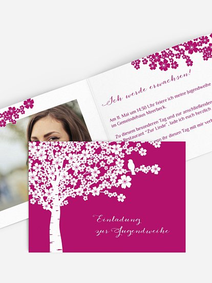 Einladung Jugendweihe Kirschblüten