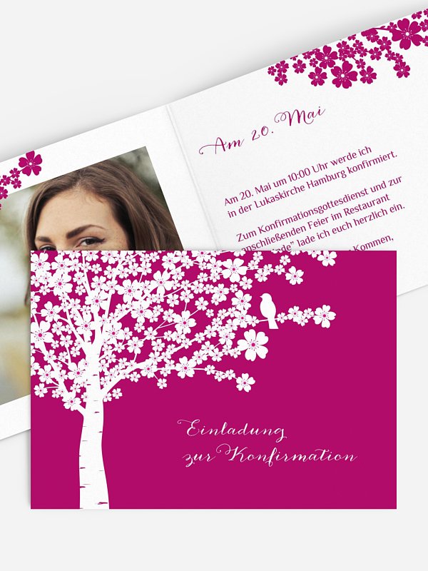 Konfirmationseinladung Kirschblüten