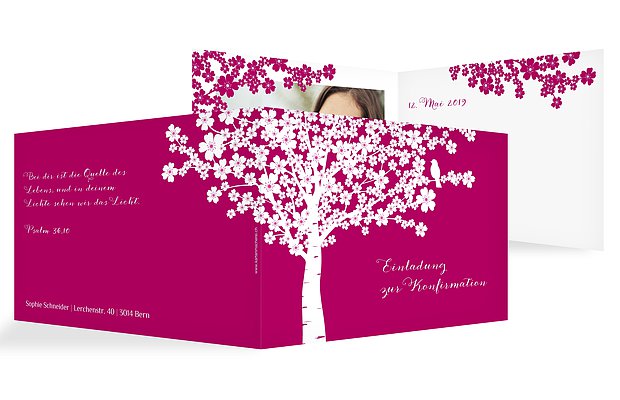 Konfirmationseinladung Kirschblüten