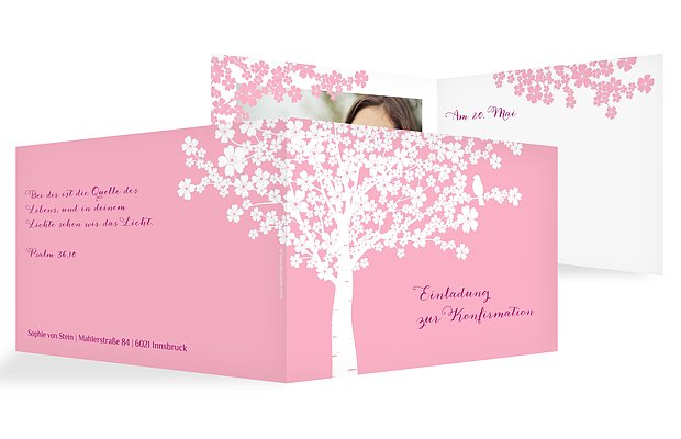 Konfirmationseinladung Kirschblüten